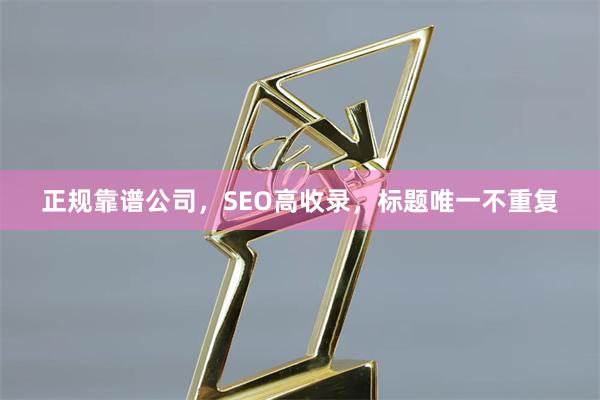 正规靠谱公司，SEO高收录，标题唯一不重复